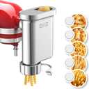 Metal Gourmet Pasta Press Attachment for Kitchenaid Stand Mixer, Pasta Maker Attachment with 5 Interchangeable Plates, Spaghetti Bucatini Fusilli Large/Small Macaroni