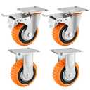 5 Inch Heavy-Duty Polyurethane Caster Wheels (750 lbs Per Wheel)–360° Swivel & Dual-Lock Brake, Non-Marking & Anti-Slip,or Industrial Carts,Workbench,Cabinets – 4-Pack with M10 Mounting Hardware
