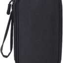 Double Layer Diabetic Supplies Organizer Bag Travel Case with Hand Strap for Insulin Pen, Test Straps, Lancets, Blood Glucose Meters, Lancing Device, Syringe, Needle, Alcohol Wipes, Vials (Black) (7.3" x 3.8")