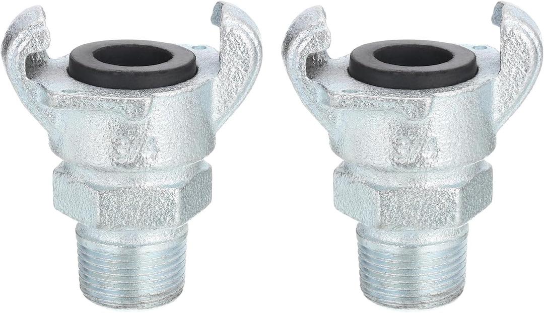 uxcell Iron Air Hose Fitting, 2Pcs 3/4" NPT Male 2 Lug Chicago Fitting Straight Through for Pipe Connections, Silver Tone (0.75 Inch)