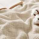 Bedsure 100% Cotton Muslin Blanket King Size for Bed - 4-Layer Breathable and Lightweight Thin Soft Gauze Muslin Blanket for Summer, Beige, 108x90 Inches