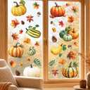 5 x 8 Sheets Fall Pumpkin Window Clings, Autumn Window Stickers Decorations, Large