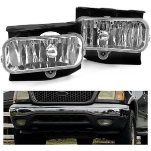 HECASA Fog Light Assembly Compatible with 1999-2004 Ford F-150 F-250 Expedition Heritage Replacement for FO2591105 W/Halogen Bulb Fog Lamps Clear Lens Driver & Passenger Side