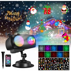 2024 Upgrade Christmas Halloween Projector Lights Decorations, COOLWUFAN Outdoor Indoor Holiday Projector Lights with Remote and 20 HD Effects(3D Ocean Wave) for Xmas Halloween Party Yard Decor