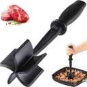 Meat Chopper Masher for Ground Beef and Hamburger Meat, Heat Resistant 5 Curved Blades Ground Beef Smasher, Nylon Meat Spatula Hamburger Chopper, Mix and Chop Kitchen Tool 2 Packs