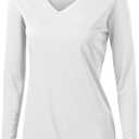 Women's Long Sleeve Moisture Wicking Athletic Shirts Dry Fit Workout Tops for Women (Large, White)