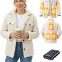 Graphene Heated Jackets for Women with 12V 18400mAh Battery Pack, womens heated jacket with Sherpa Fleece Lined (Medium, Apricot)
