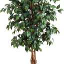 Nearly Natural 5ft Triple Trunk Artificial Ficus Tree with Natural Wood Trunks, Fake Tree for Indoor Home Dcor, Faux Ficus Tree with Black Nursery Pot