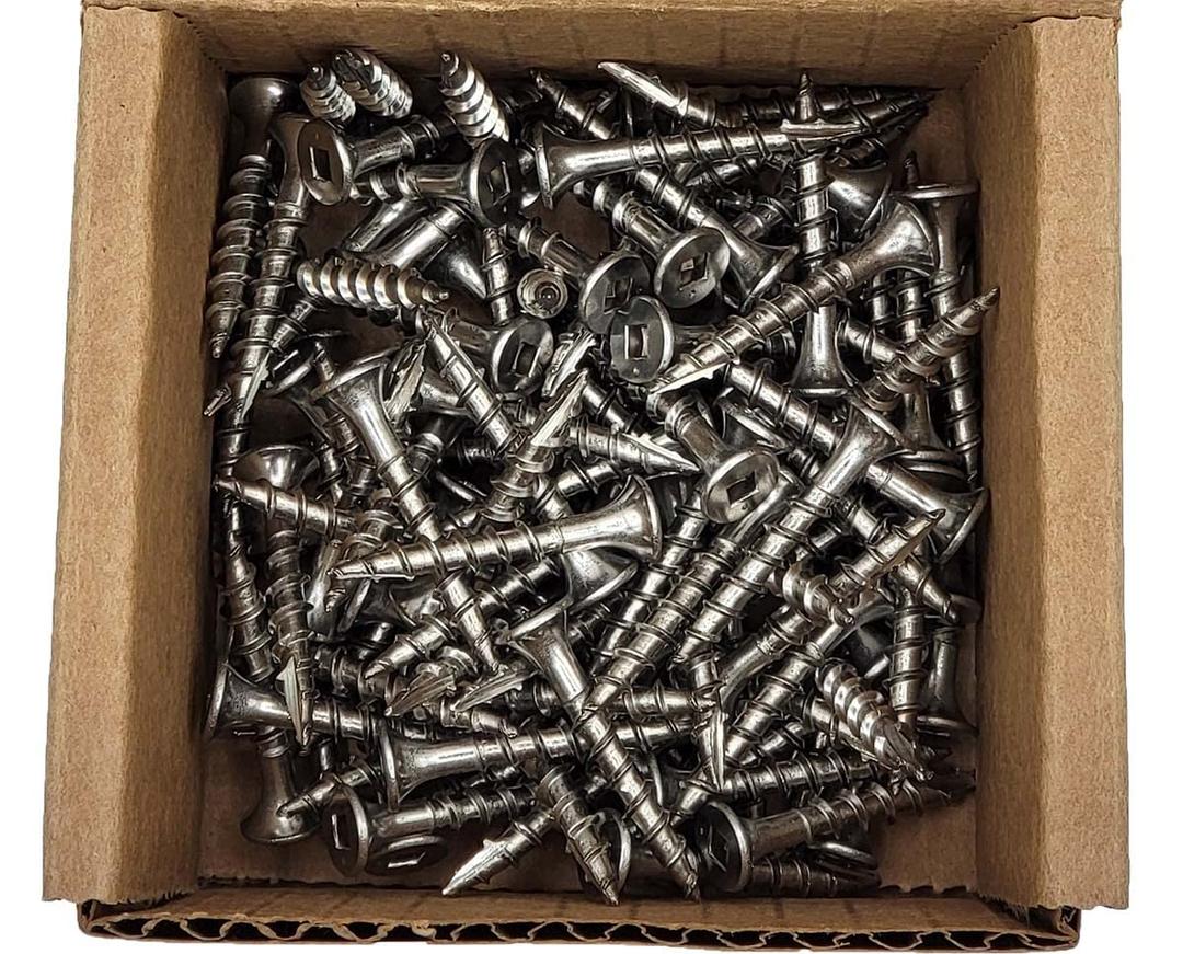 #8 Square Drive Deck Screws in18-8 Stainless, Type 17 Wood Cutting Point, 100/Box (#6 x 1-1/4")