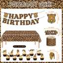 Leopard Print Party Decorations Set, Safari Theme Birthday Supplies with Balloons, Banner, Cake Topper, Tablecloth