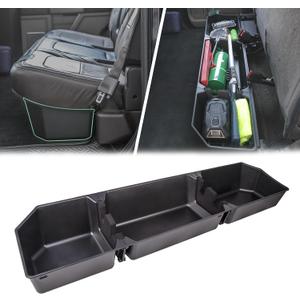 Upgraded Rear Under Seat Storage Box Compatible with 2015-2024 Ford F150 SuperCrew Cab & Crew Cab, 2017-2023 Ford F250/F350/F450/F550 Super Duty & Crew Cab, ABS, Black
