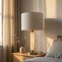 Table Lamp with Night Light, Desk Light with USB A&C Charging Ports, Stepless Dimmable Bedside Light for Reading and Nightstand, Modern Marble Lamp for Bedroom and Living Room