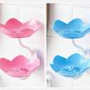 2 Pack Soap Dish Holder for Shower Bar Double Layer Cute Lotus Shape Adhesive Tray Sink Wall Mounted Shampoo NO-Drilling Self Draining Hanging Saver Rack Plastic Bathroom Bathtub Kitchen,Pink+Blue