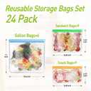 FORID 24 Pack Reusable Food Storage Bags, Silicone Gallon Freezer Bags, Sandwich Snack Resealable Lunch Bags, Extra Thick Leakproof for Marinate Food, Fruit Cereal Travel Items Home Kitchen
