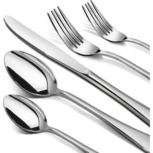 Silverware Set, 40 Piece Stainless Steel Cutlery Sets for 8, Heavy Duty Flatware, Mirror Polished Forks Spoons and Knives Set, Reusable Utensils for Home Kitchen, Dishwasher Safe