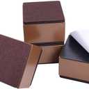 Ezprotekt 2 Inch Bed and Furniture Risers, Square Heavy Duty Solid Steel Self-Adhesive Sofa Table Couch Dresser Risers, Supports 20,000 lbs,Protect Wood and Carpet Floors from Scratch(Brown, 4 Pack) (2" x 3.15")