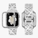 Supoix Compatible with Apple Watch Band 38mm 40mm 41mm 42mm 44mm 45mm 46mm 49mm+ Case, Women Jewelry Bling Diamond Rhinestone Replacement Metal Bands & 2 Pack PC Protector Case for iWatch Ultra 2/ Ultra Series 10/9/8/7/6/5/4/3/2/1/SE