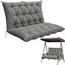 Porch Swing Cushion with Backrest,Waterproof Bench Cushion for Outdoor Furniture,2-3 Seater Replacement Thickened 5 in swing cushion,with Ties,Patio,Outdoor,Backyard and Garden (Light Grey,47x40 in)