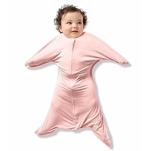 ZIGJOY Baby Transitional Swaddles for Newborns: 0.5 Tog Arms Up Sleep Sack 3-6-12 Months Soft Cotton Shark Fin 2 Way Zipper (Pink)
