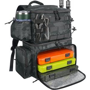 MATEIN Fishing Backpack, Water Resistant Tackle Storage Bag with Rod Holders & Cooler, Fishing Gifts for Men