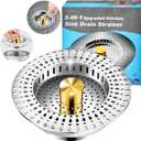 Kitchen Sink Drain Strainer, 18/8 Stainless Steel, Sink Stopper Kitchen Drain (Silver)