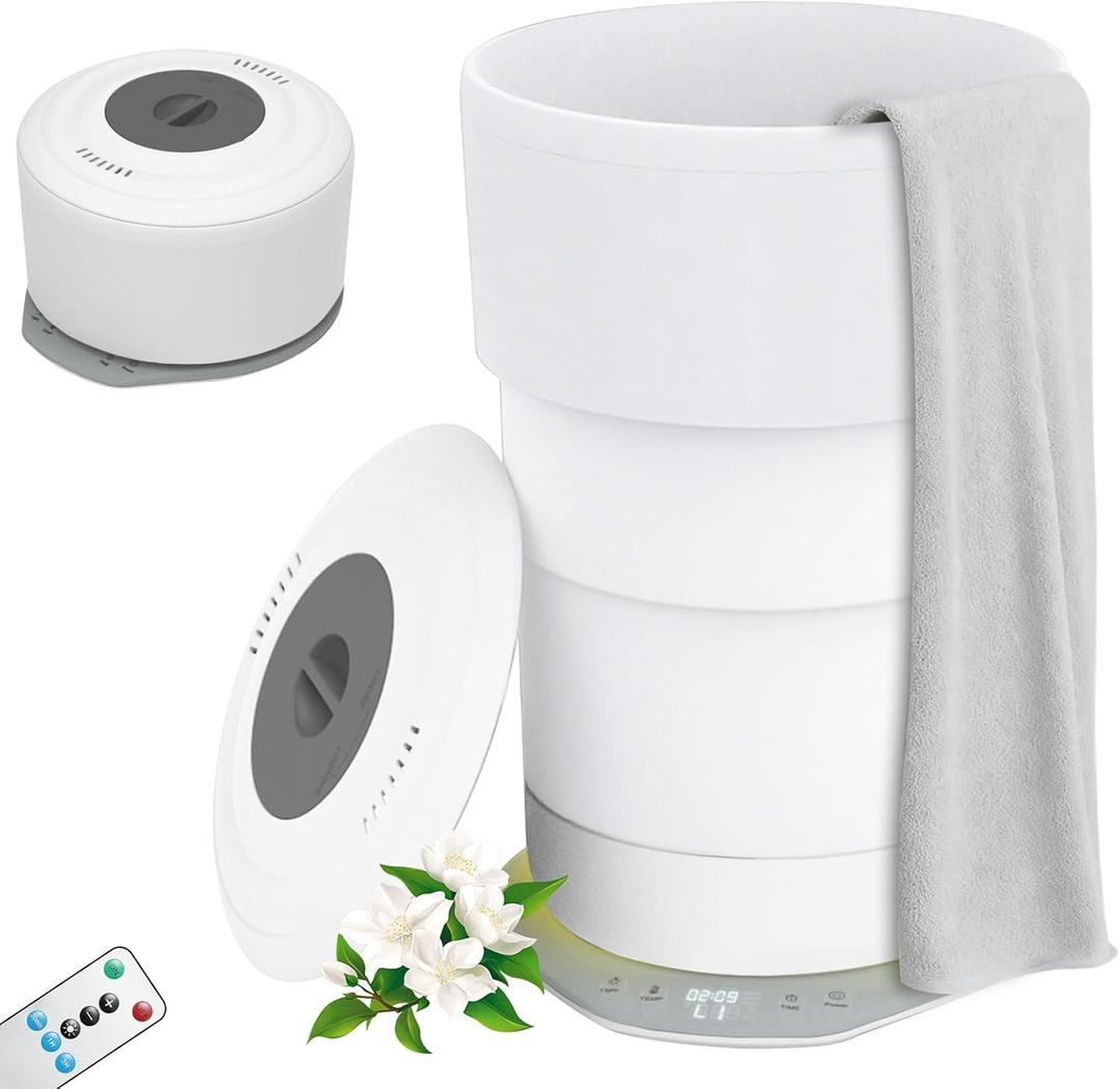 Foldable Heated Towel Warmer Bucket - 21L Large Capacity with 3 Temp Settings, Timer, Auto Shut Off & Ambient Light, Fits 2 Oversized 40"x70" Towels, Robes, Blankets