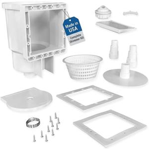 JED Pool Tools 45-400 Square Mouth Thru-The-Wall Skimmer & Accessory Kit for Above Ground Pool and Pool Cleaning Supplies, Made in USA