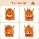 TICHA 22- Cow Christmas Highland Cow Stuffed Animal Plush Toy, Soft Fluffy Scottish Cattle Plush Pillow, Realistic Highland Cow Decor, Home Decor, Couch Pillow (Lying Pose)