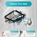 Black Soap Dish for Shower 2 Pieces, Suction Cup Square Shower Soap Holder - 201 Stainless Steel Black Soap Saver - Comfortable Essential for Apartment, Home and Dormitory (6.69'x3.54'x2.17')