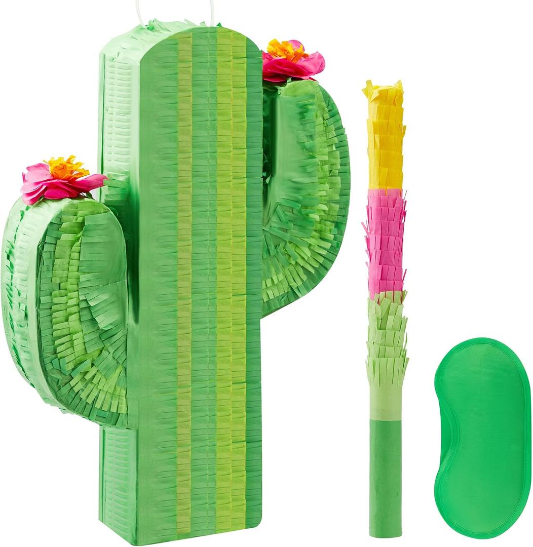 Cinco De Mayo Cactus Pinata for Kids Birthday Party, (16.75x11.25x3 in.) for Fun Fiesta Taco Party Supplies, Luau Event Photo Props, Mexican Theme Decoration, Carnivals Festivals, Taco Tuesday Event