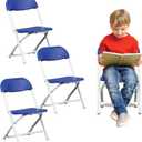 TentandTable Kids Folding Plastic Chair with Metal Frame, Lightweight Stackable Toddler Chairs for Classroom Table Desk Parties Events Weddings and Home Use, Blue Pack of 4 Chairs