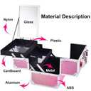 Joligrace Makeup Train Case Makeup Case Organizer Portable Cosmetic Box Storage with 2 Trays Mirror Locking Make Up Travel Case for Nail Kits Cosmetics Craft Traveling Makeup Box Mermaid Pink