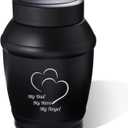 5.7" Medium Cremation Urns for Human Ashes Adult Male Dad Men,Black Heart Urns for Human Ashes