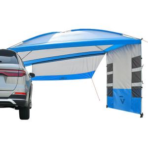 JOYTUTUS Versatile Vehicle Awning with 3 Removable Sides, Large Car Awning 11.5FT * 7.9FT, UV50+ and Waterproof PU2000mm Truck Canopy, SUV Camping Sunshade with 8 Storage Pockets, Gray Blue