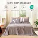 LUTBM Queen Sheet Set 100% Cotton Bed Sheets Gauze 4 Pcs Grey Muslin Sheets Set 16" Deep Pocket Sheet & Pillowcase Sets Breathable Boho Queen Soft Bedding Sets for All Season