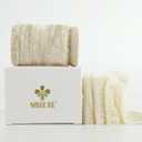 MEEDEE Ivory Velvet Ribbon 2 Inch Frayed Edge Silk Ribbons 2 Rolls 4 Yards Crinkle Crushed Ribbons Ivory Ribbon for Christmas Tree, Gift Wrapping, Holiday Decor, Wedding Favors