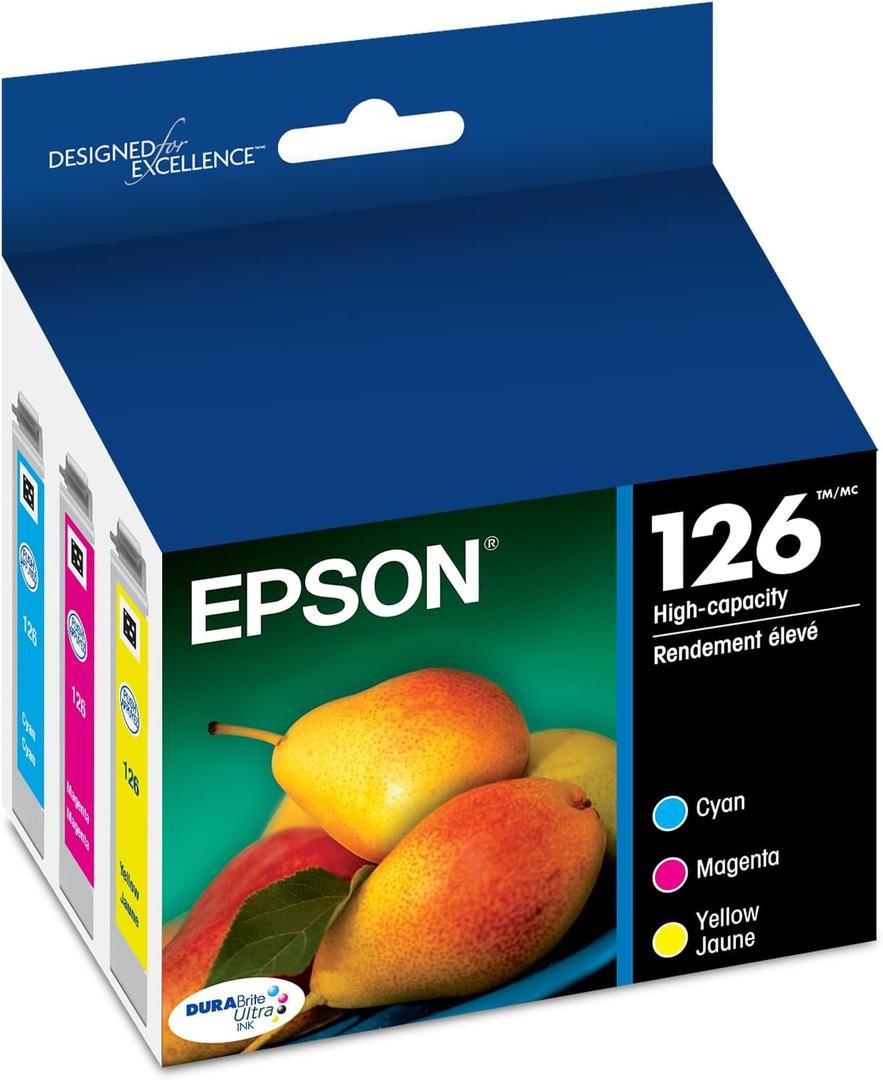 EPSON 126 DURABrite Ultra Ink Color Combo Pack For WF-3520, 3530, 3540, 520, 545, 630, 633, 635, 645, 7010, 7510, 7520, 840, 845 and other select models