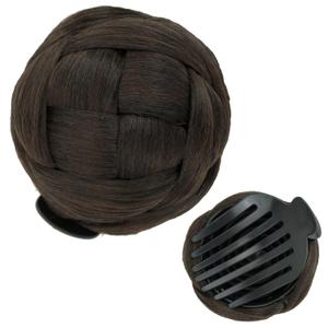IMISSU Braided Chignon Dancer Hair Donut Hairpieces Scrunchie Claw Hair Bun Updo for Wedding Party (M3 Chocolate Brown)