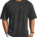 rosemia Oversized Tshirts for Men Vintage Short Sleeve Shirts Acid Wash Basic Tees (Black, S)