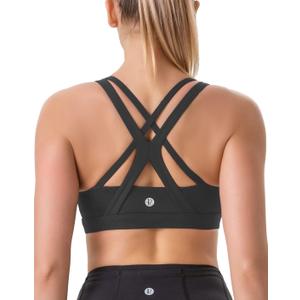 RUNNING GIRL Sports Bra for Women, Medium-High Support Criss-Cross Back Strappy Padded Sports Bras Supportive Workout Tops - M
