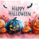 Pink Halloween Decor Happy Halloween Kids Banner, 4x6 ft Night Party Decorations, Spooky Indoor Ghost Banner (Blue Pumpkin)