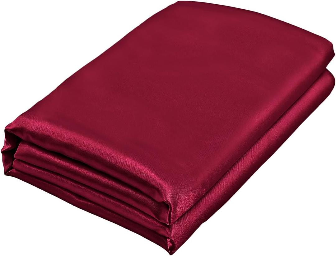 Homiest Burgundy Satin Queen Flat Sheet, Silky Bedding Top Sheet for Queen Mattress, Luxury & Ultra Soft Single Bed Sheet Sold Separately