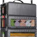 Suitcase Organizer, Travel Luggage Organizer Hanging Shelves Packing Cube Closet/Collapsible Portable Travel Organizer for Carry-on (Medium, Grey-M-4 Tier)
