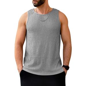 Men's Tank Tops Summer Sleeveless T Shirt Casual Ribbed Knit Muscle Basic Tee Shirts (Gray, XXL)