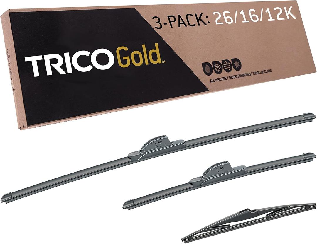 TRICO Gold 3-Piece Driver/Passenger/Rear All-Weather Automotive Replacement Windshield Wiper Blade Kit for 2016-2020 Kia Sorento; Includes 26", 16" & 12" Premium Beam Blades