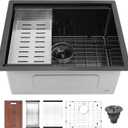 Davivy 22 Inch Black Kitchen Sink Undermount, 16 Gauge Stainless Steel Kitchen Sink Workstation, 22 x 18 x 10 Large Deep Single Bowl Design with Accessories