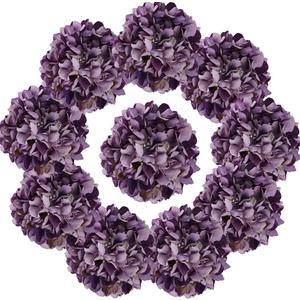 IPOPU Vintage Purple Hydrangea Large Silk Flowers 10pcs Hydrangea Artificial Flowers Purple Fake Flowers for Vintage Wedding Decoration Silk Flower Baby Shower Centerpieces