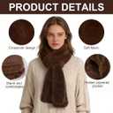 Faux-Fur Pull Through Scarf With Hidden Zipper Pocket for Women, Fur Neck Collar Scarf Cozy Wrap Secure Concealed Storage (Black)