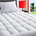Twin Mattress Pad Quilted Fitted Mattress Cover Pillow Top Mattress Topper Breathable Mattress Protector with 8-21 Inch Deep Pocket (White)