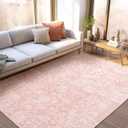 FROZZUR Boho Pink Area Rug 5x7 Soft Washable Vintage Rug with Non-Slip Backing for Living Room, Bedroom & Nursery, Cozy Home Decor